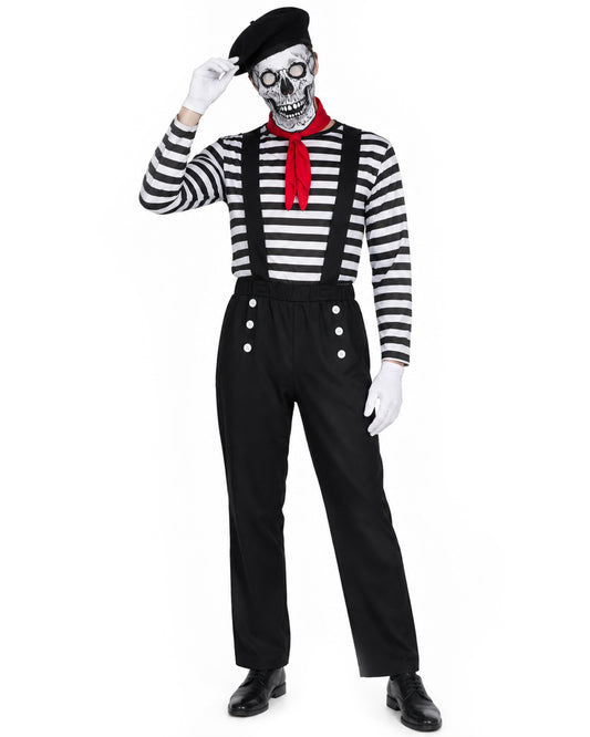 HPO Adult Men’s Classic Black and White Mime Costume – for Halloween and Themed Parties