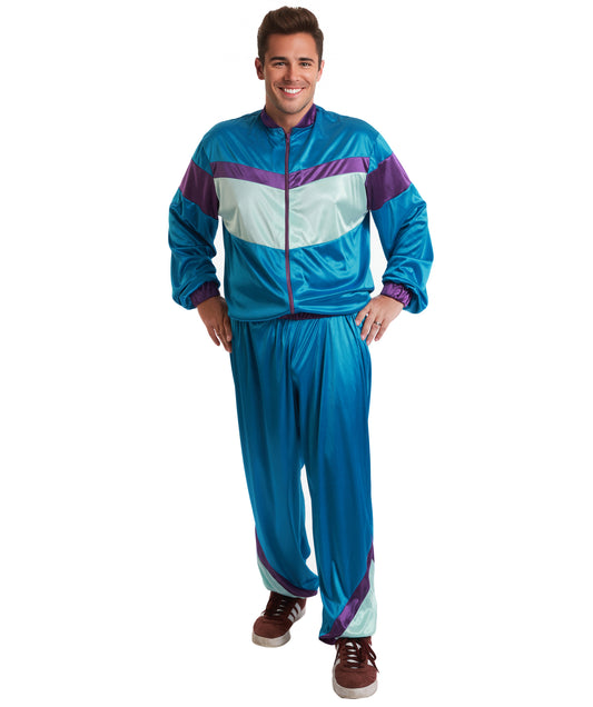 HPO 80’s Shell Suit Men Costume | Retro Tracksuit Outfit with Jersey Fabric | Colorful Vintage Party, Halloween & Cosplay Dress-Up