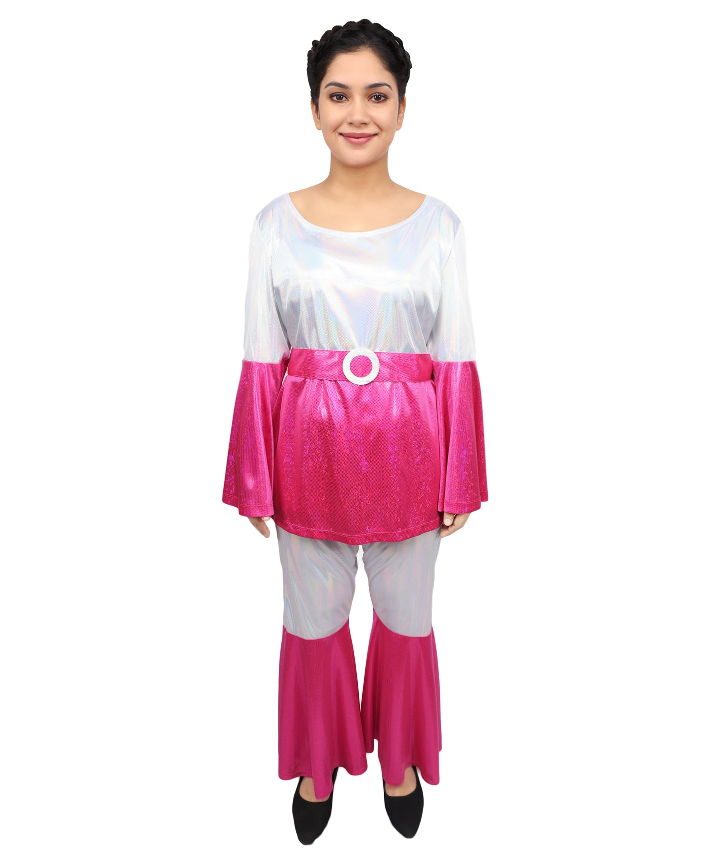 HPO Adult Women’s Retro Sparkle Dance Dress | Sequin Party Outfit with Comfortable Jersey Lining | Perfect for Halloween, Cosplay & Stage