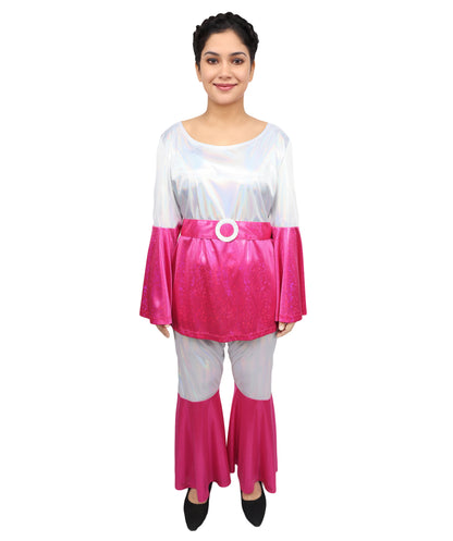 HPO Adult Women’s Retro Sparkle Dance Dress | Sequin Party Outfit with Comfortable Jersey Lining | Perfect for Halloween, Cosplay & Stage