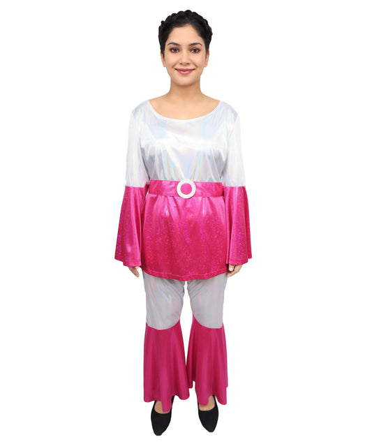 HPO Adult Women’s Retro Sparkle Dance Dress | Sequin Party Outfit with Comfortable Jersey Lining | Perfect for Halloween, Cosplay & Stage