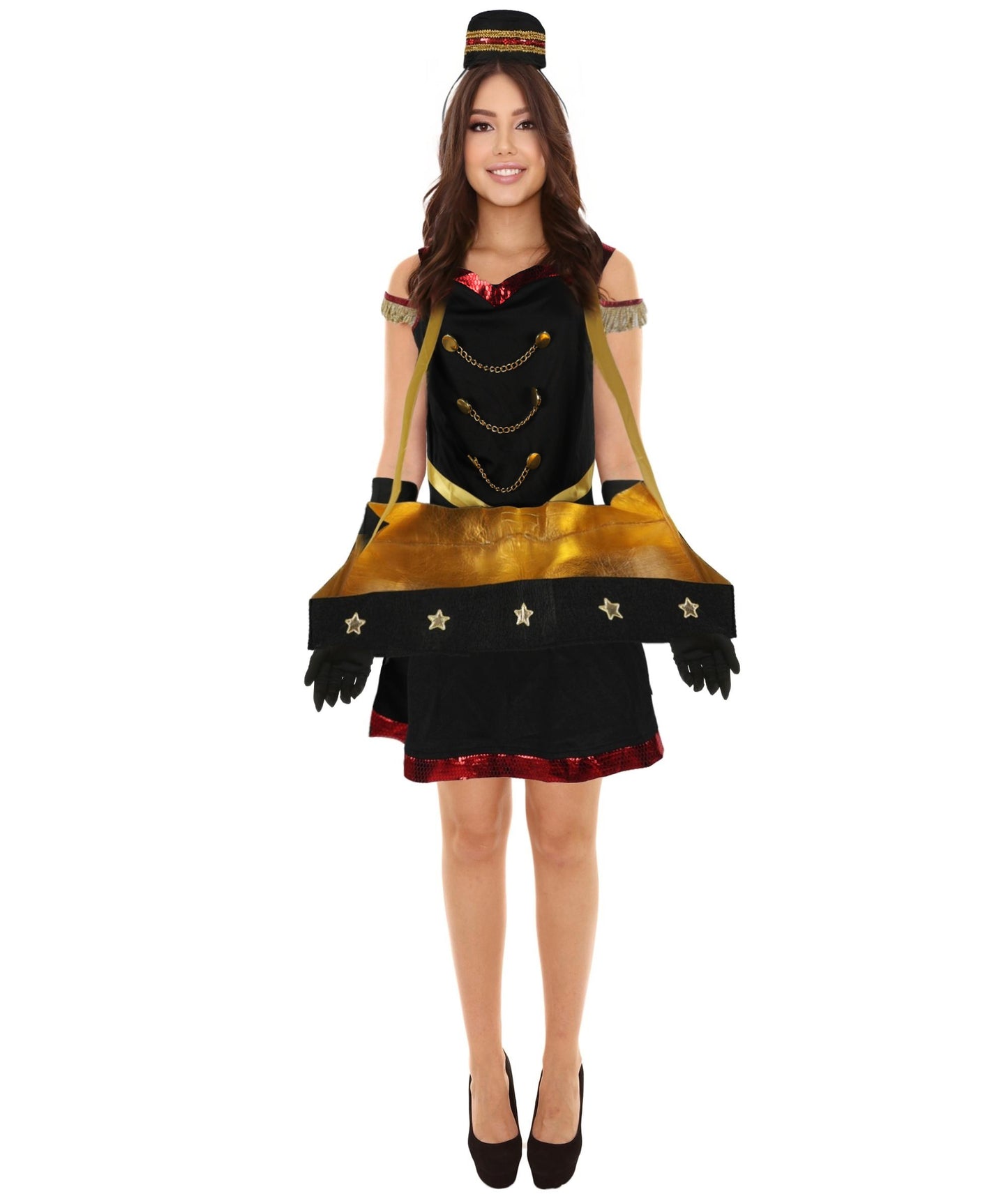 HPO Adult Women’s Vintage Cigarette Girl Costume – Satin Dress for Halloween, Theater, and 1920s Themed Events