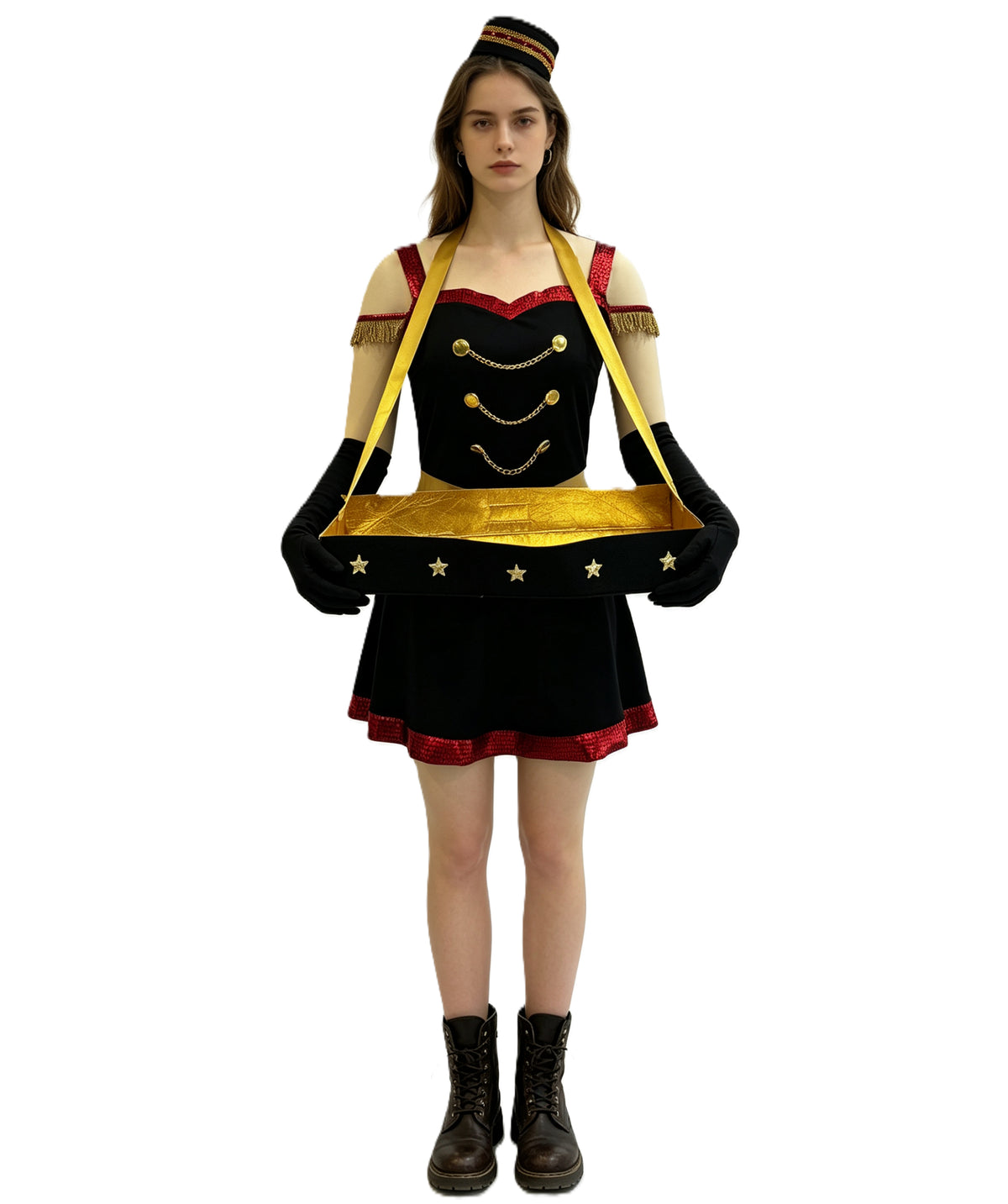 HPO Adult Women’s Vintage Cigarette Girl Costume – Satin Dress for Halloween, Theater, and 1920s Themed Events