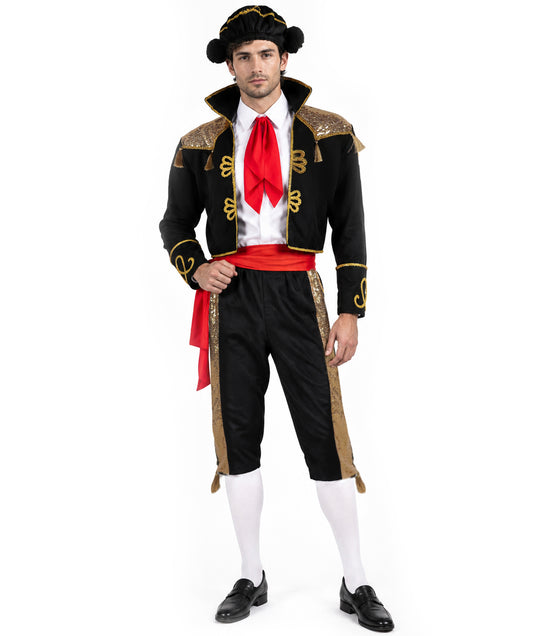 HPO Adult Matador Costume – Spanish Bullfighter Cap, Mukup, Pant, T-Shirt Outfit for Halloween and Theatrical Events