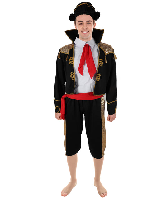 HPO Adult Matador Costume – Spanish Bullfighter Cap, Mukup, Pant, T-Shirt Outfit for Halloween and Theatrical Events