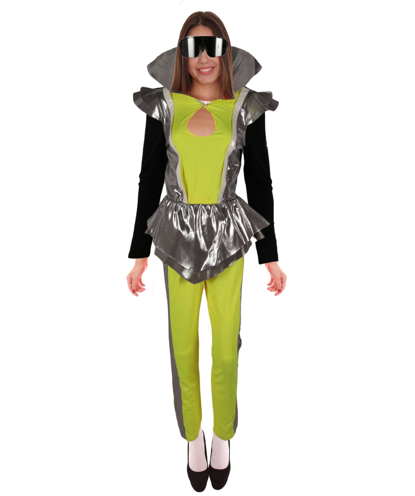 HPO Adult Space Cadet Costume – Futuristic Pant, Skirt, Dress, Glasses , Astronaut-Inspired Outfit for Halloween and Themed Events