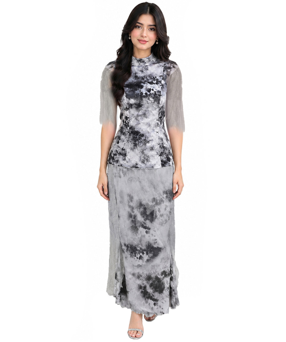 HPO Adult Women Traditional Chinese Long Satin Cheongsam Qipao Dress | Elegant Mandarin Collar with Floral Embroidery | Cultural Festival Performance & Wedding Outfit