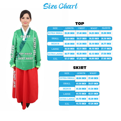 HPO Women’s Anime Herbal Maid Red & Green Costume | Traditional Long Dress with Apron & Waist Bow | Cosplay Outfit for Halloween, Conventions, Stage & Roleplay