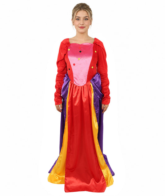 HPO Enchanted Multicolor Witch Costume | Adult Women’s Gothic Fantasy Dress with Corset Style & Flowing Sleeves | Halloween, Cosplay & Parties