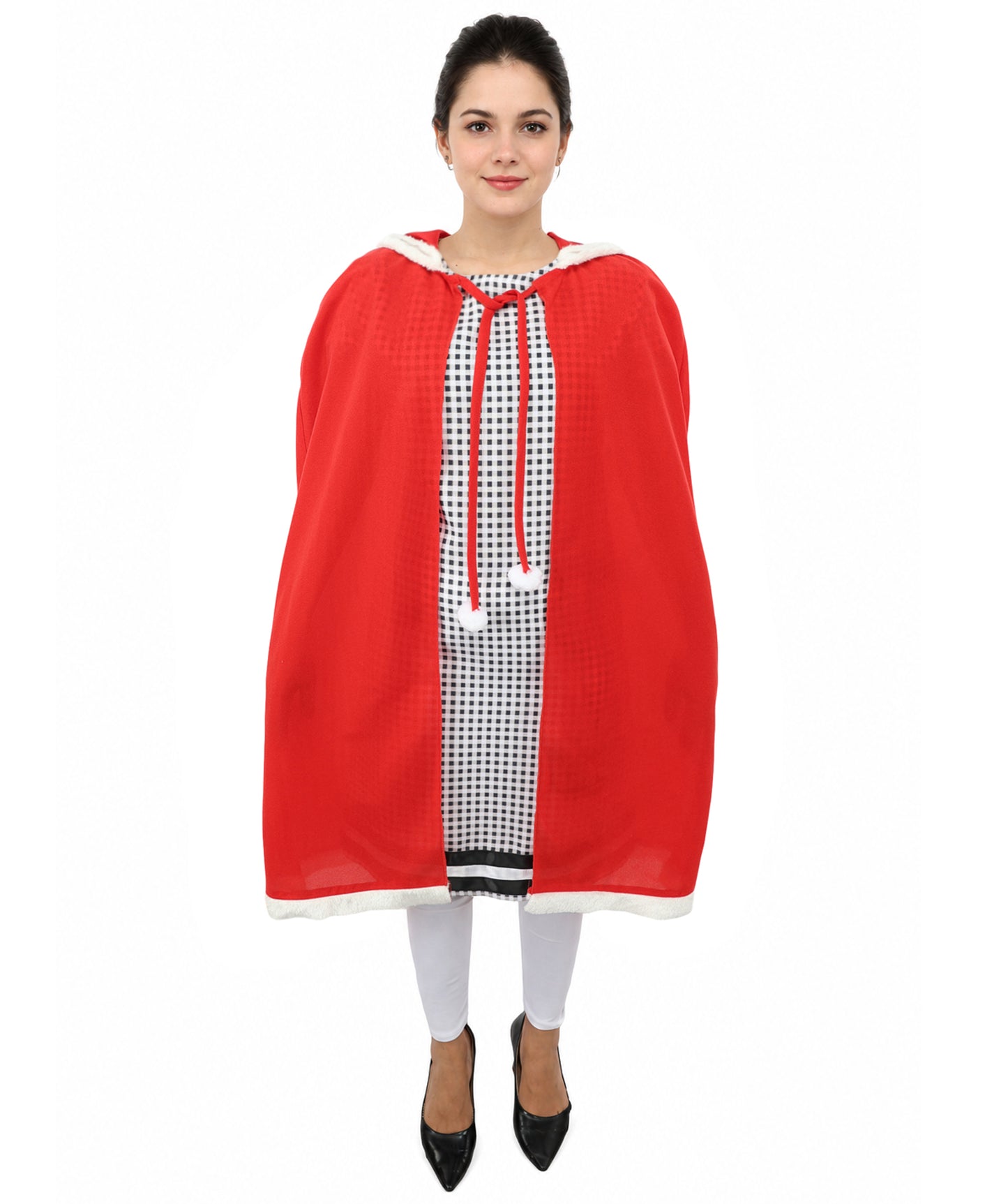 Whimsical Holiday Character Costume | Women’s Multicolor Dress with Faux Fur Trim, Cape & Accessories | Christmas Parties, Theater, Cosplay & Roleplay