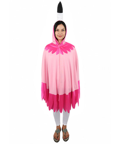 Flamingo Cape Costume | Pink Feathered Cape with Hood Details | Fun Outfit for Halloween, Cosplay, Parties & Themed Events