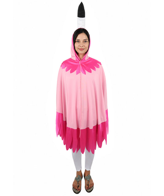 Flamingo Cape Costume | Pink Feathered Cape with Hood Details | Fun Outfit for Halloween, Cosplay, Parties & Themed Events