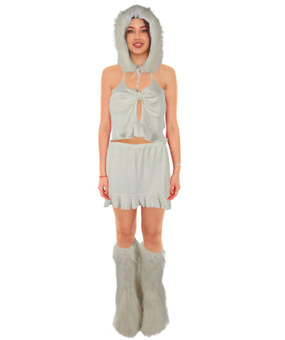 HPO Adult Women’s White Fantasy Inflatable Costume with Hood | Halloween & Themed Party Outfit