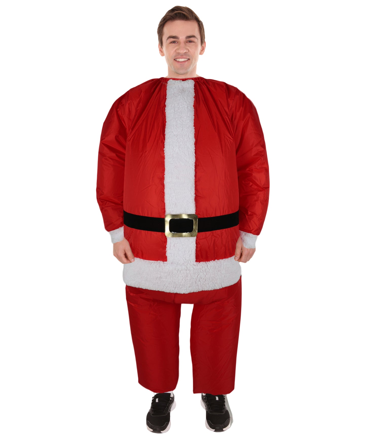HPO Adult Men's Inflatable Santa Claus Costume | Christmas Holiday Outfit with Fan & Comfortable Fit