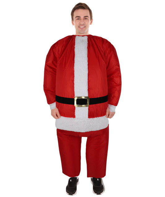 HPO Adult Men's Inflatable Santa Claus Costume | Christmas Holiday Outfit with Fan & Comfortable Fit