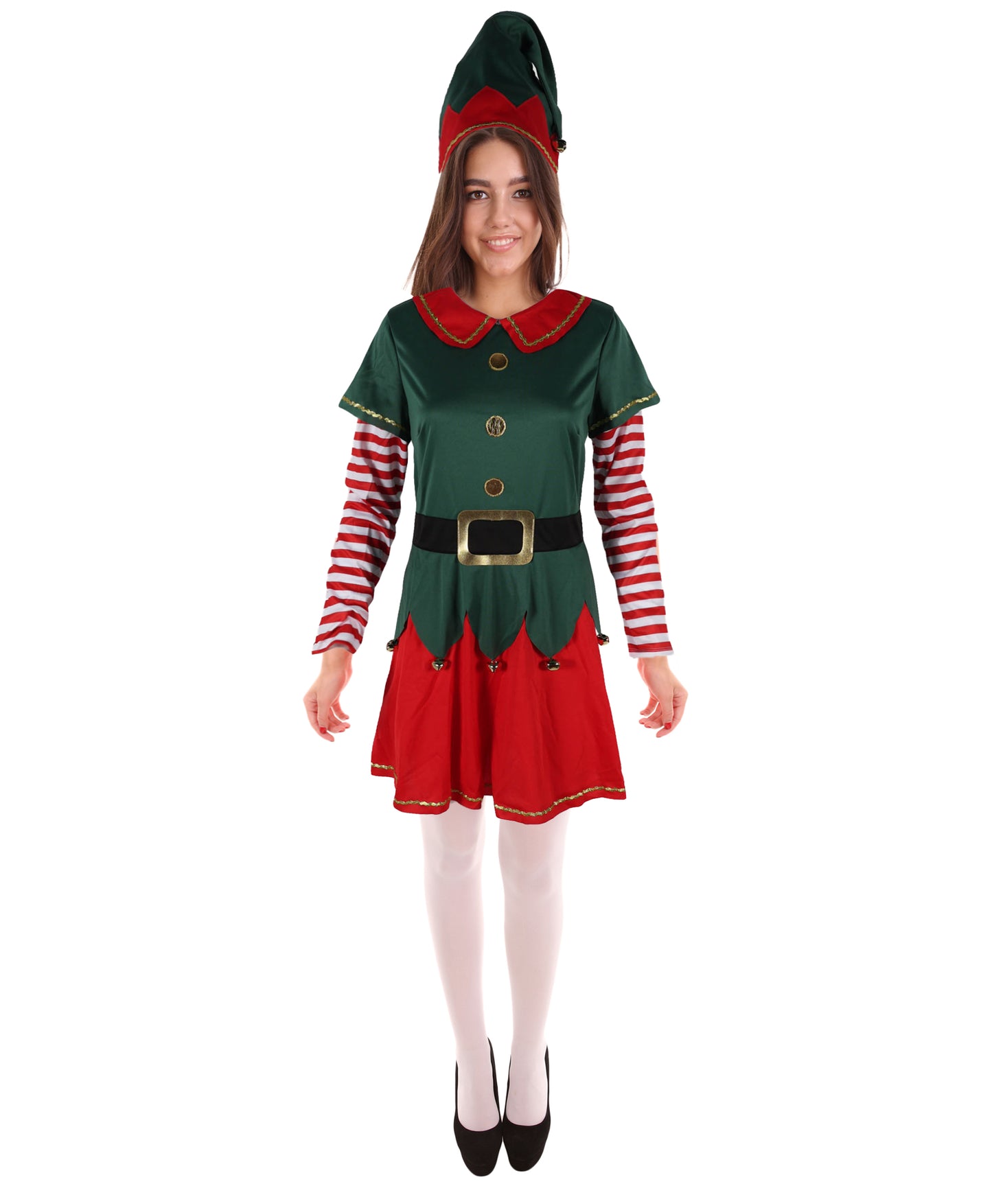 HPO Adult & Teen Women’s Inflatable Elf Costume | Red & Green Christmas Outfit | Holiday Party, Cosplay & Themed Event Costume