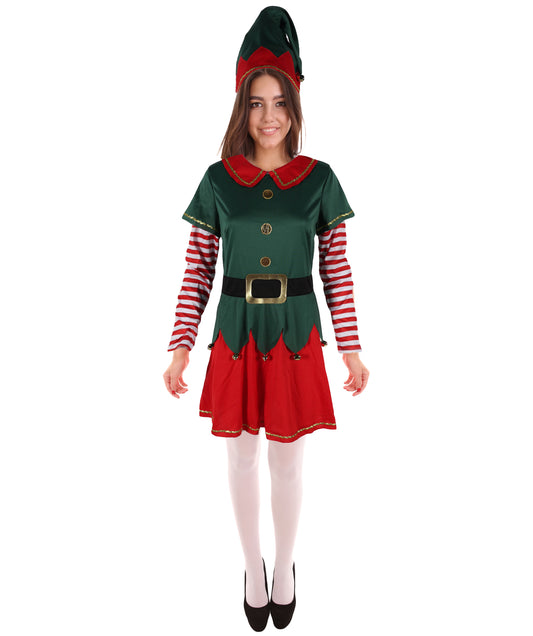 HPO Adult & Teen Women’s Inflatable Elf Costume | Red & Green Christmas Outfit | Holiday Party, Cosplay & Themed Event Costume