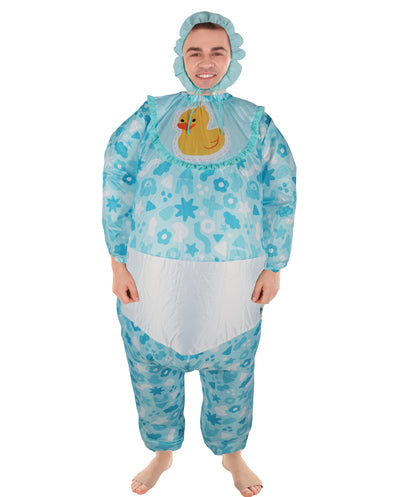 HPO Adult Blue and White Printed Inflatable Costume | Funny Oversized Jumpsuit | Ideal for Halloween