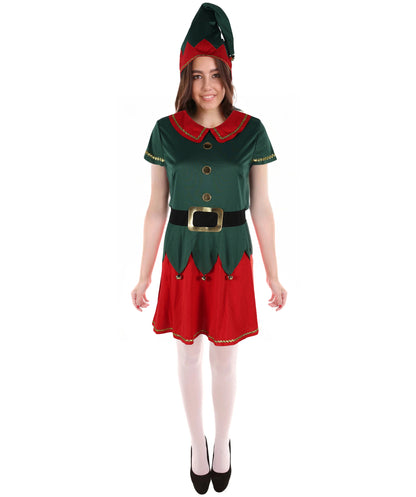 HPO Adult Women’s Inflatable Elf Costume | Red & Green Christmas Outfit | Holiday Party, Cosplay & Themed Event Costume