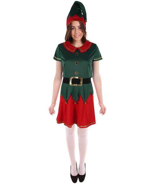 HPO Adult Women’s Inflatable Elf Costume | Red & Green Christmas Outfit | Holiday Party, Cosplay & Themed Event Costume