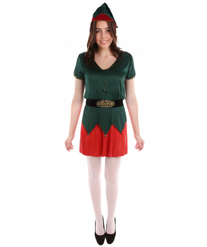HPO Adult Women’s Elf Costume | Red & Green Christmas Outfit | Holiday Party, Cosplay & Themed Event Costume