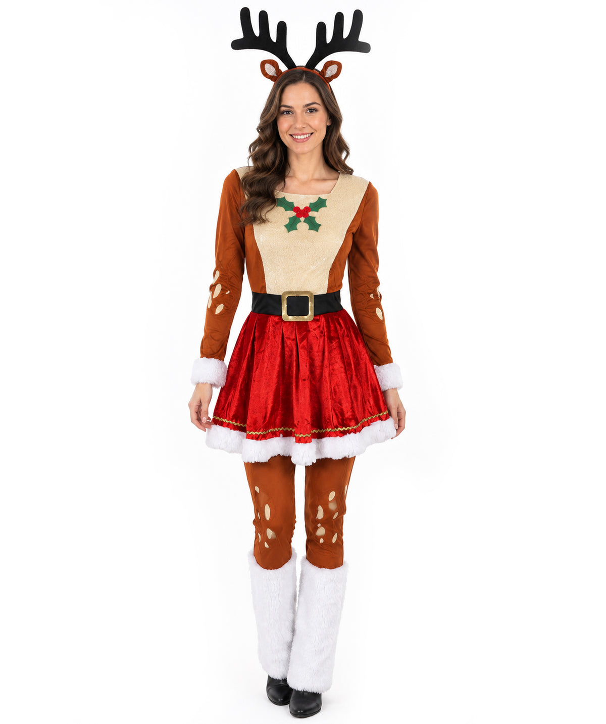 HPO Adult & Teen Women's Inflatable Reindeer Costume | Fun Holiday Outfit with Antlers – Christmas Party