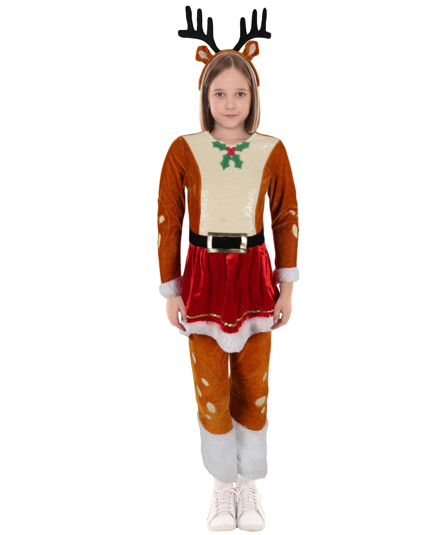 HPO Adult & Teen Women's Inflatable Reindeer Costume | Fun Holiday Outfit with Antlers – Christmas Party