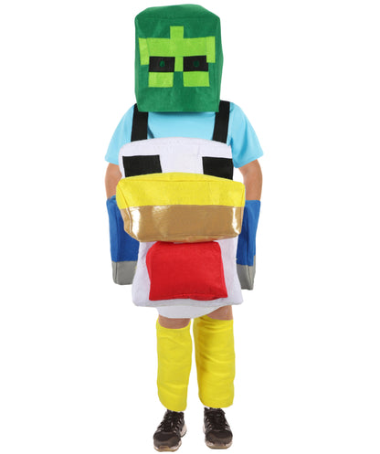 HPO Teen Game Character Costume Set | Multicolor Dress with White Apron, Head Accessory & Leg Socks | Roleplay Outfit for Halloween & Cosplay