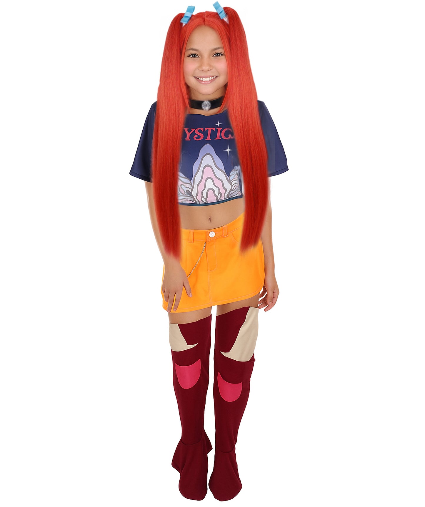 HPO Adult/Teen Women’s Character-Inspired Outfit with Leg socks, T-Shirt, Pants & Accessories | Fantasy Pop Idol Girl Costume | Halloween, Stage & Parties