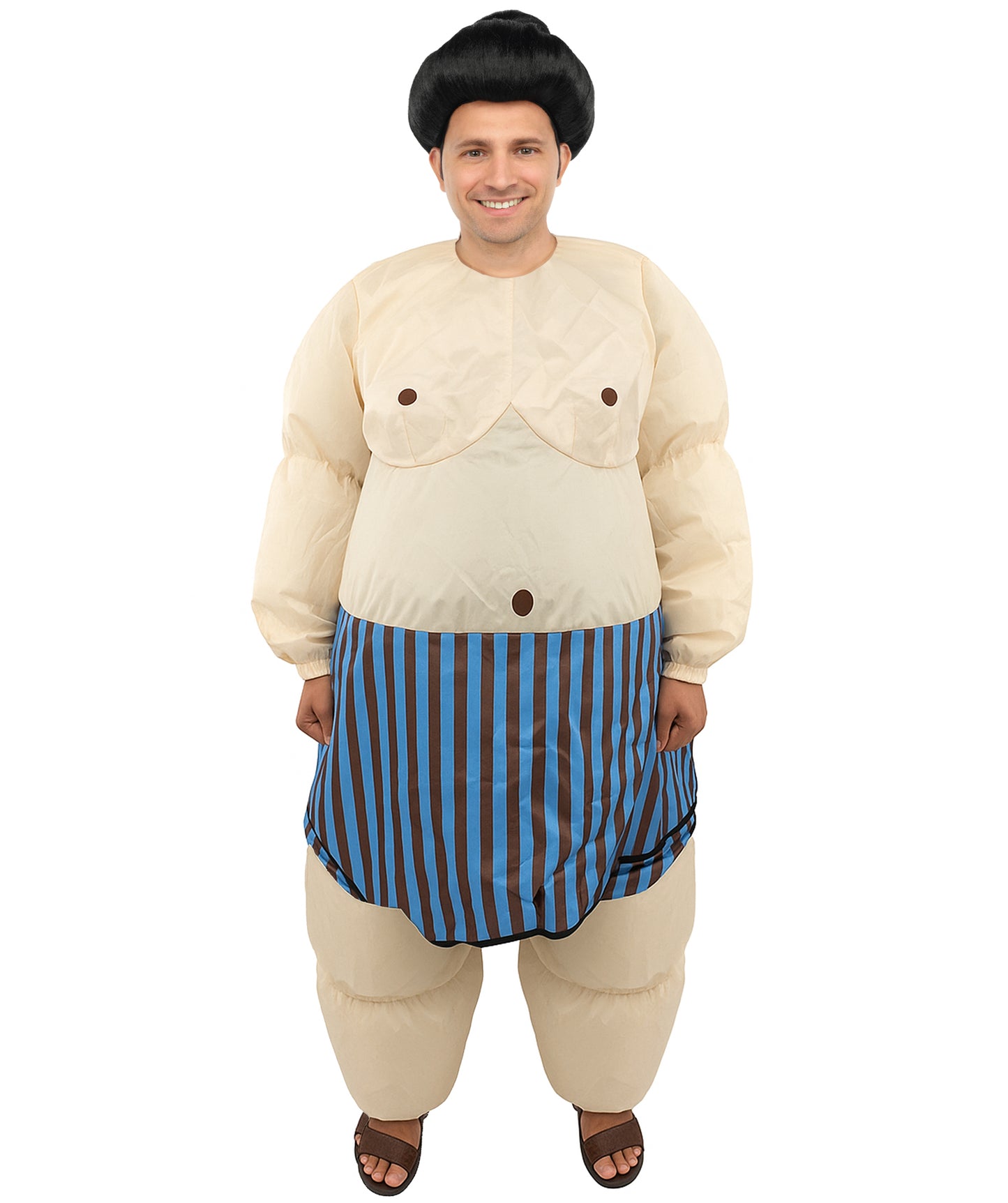 HPO Men's Inflatable Wrestler Costume | Funny Sumo-Style Blow-Up Suit with Built-In Fan | Ideal for Halloween & Cosplay Parties