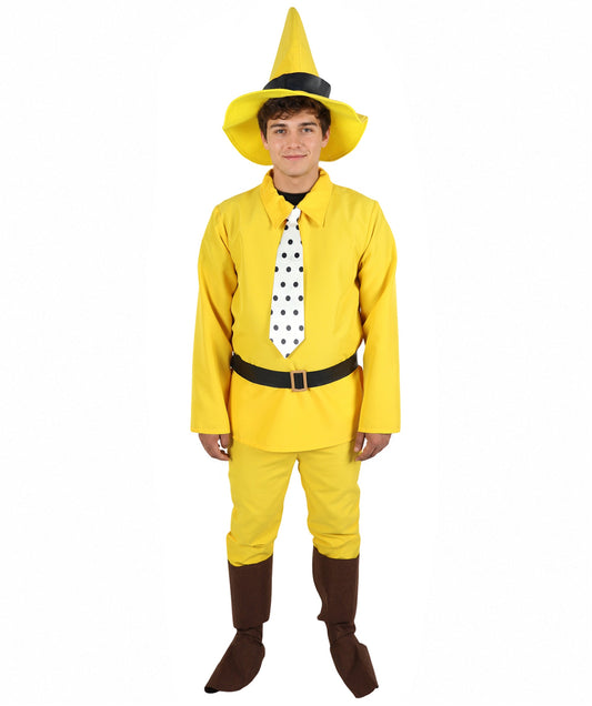 Adult Men's Yellow Safari Explorer Costume | Retro Book Character Long Sleeve Shirt Knickerbockers Set Large Wide-Brim Hat | Halloween Storybook Cosplay Stage Performance Wardrobe Piece