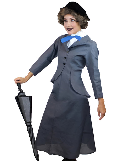 Women's English Nanny Costume | Shadow Grey Fancy Costume