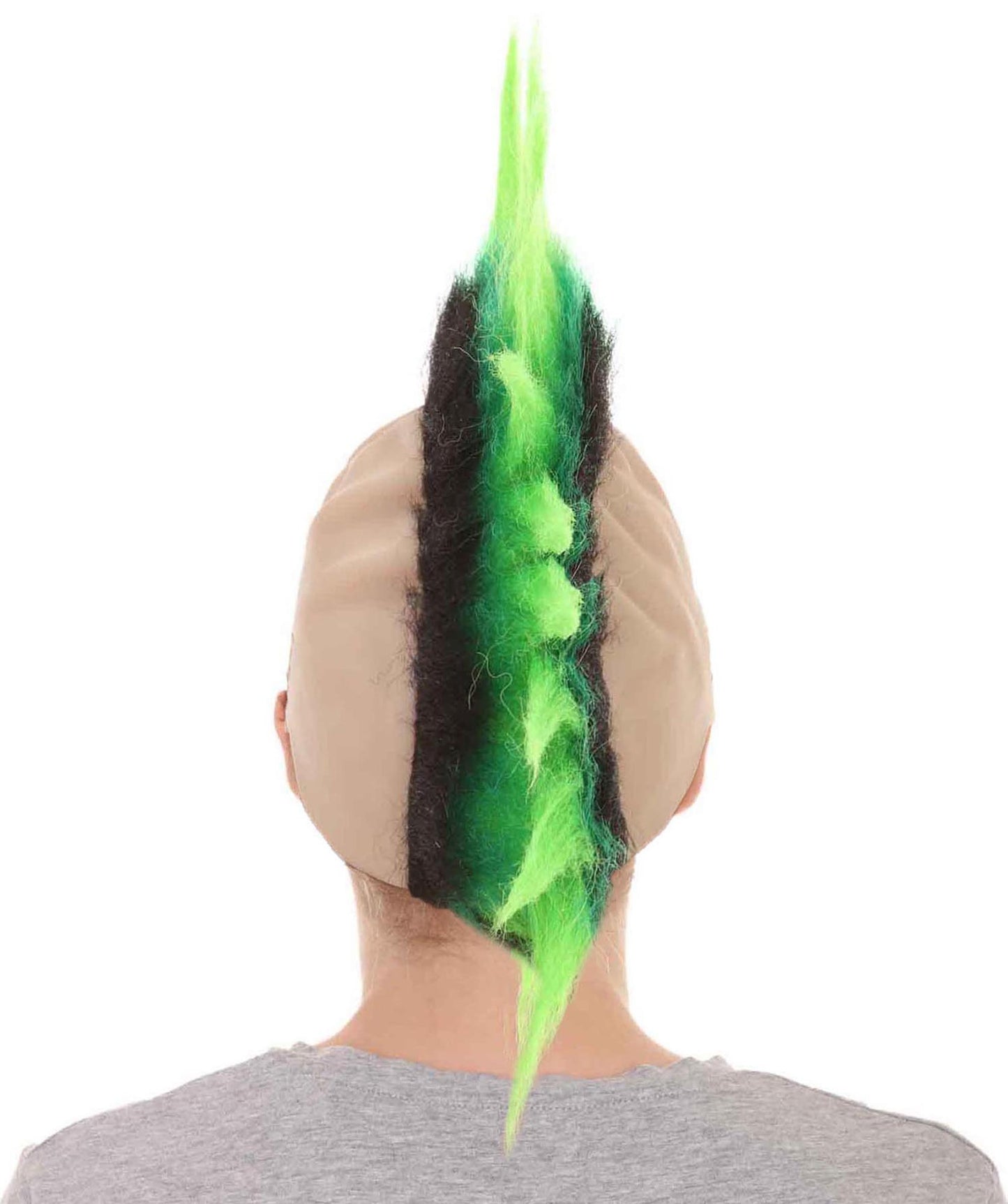 HPO Green Skin Mohawk Wig |Green Color Halloween  Flame-Retardant Synthetic Fabric