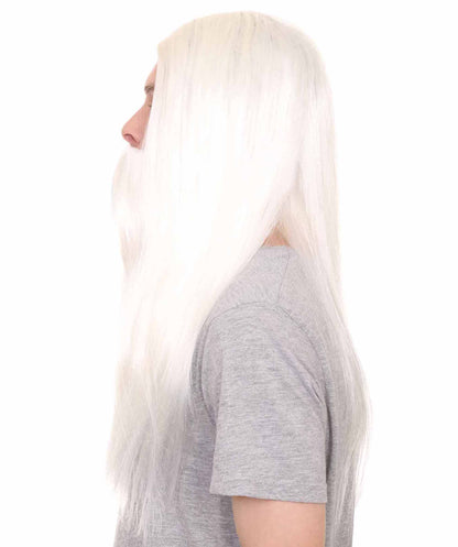 HPO Long Wizard Wig | White Color Wig | Premium Breathable Capless Cap Flame-Retardant Synthetic Fabric