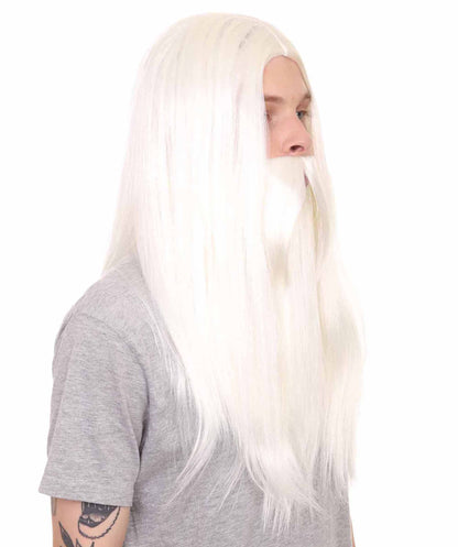 HPO Long Wizard Wig | White Color Wig | Premium Breathable Capless Cap Flame-Retardant Synthetic Fabric