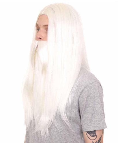 HPO Long Wizard Wig | White Color Wig | Premium Breathable Capless Cap Flame-Retardant Synthetic Fabric