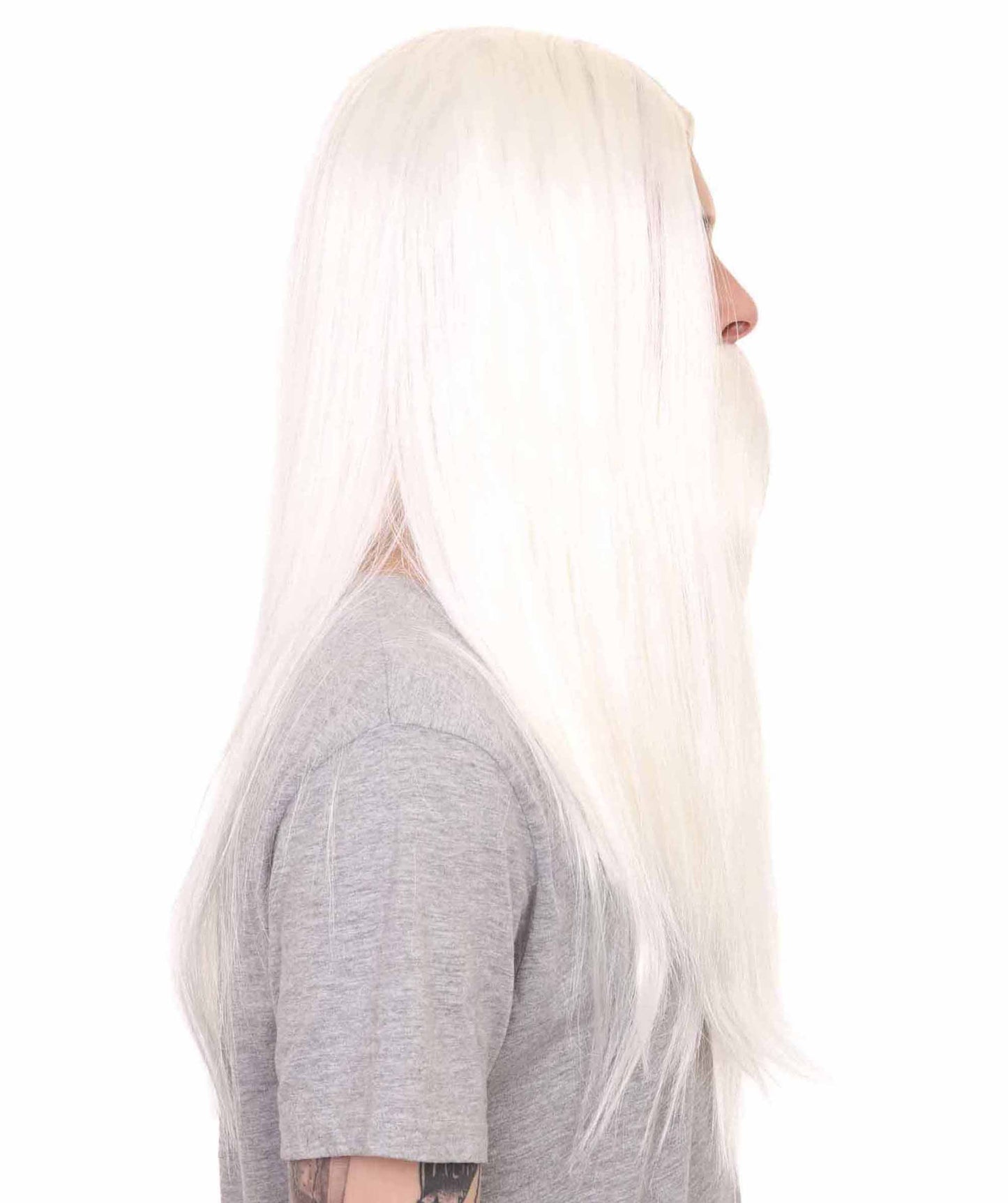 HPO Long Wizard Wig | White Color Wig | Premium Breathable Capless Cap Flame-Retardant Synthetic Fabric