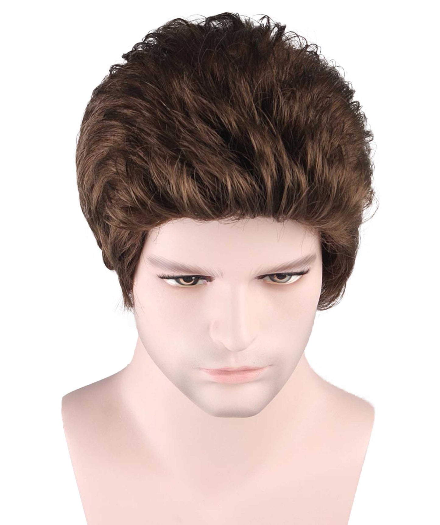 HPO  Men's American Stand-up Comedian Short Multiple Wig, Breathable Capless Cap, Flame-retardant Synthetic Fiber