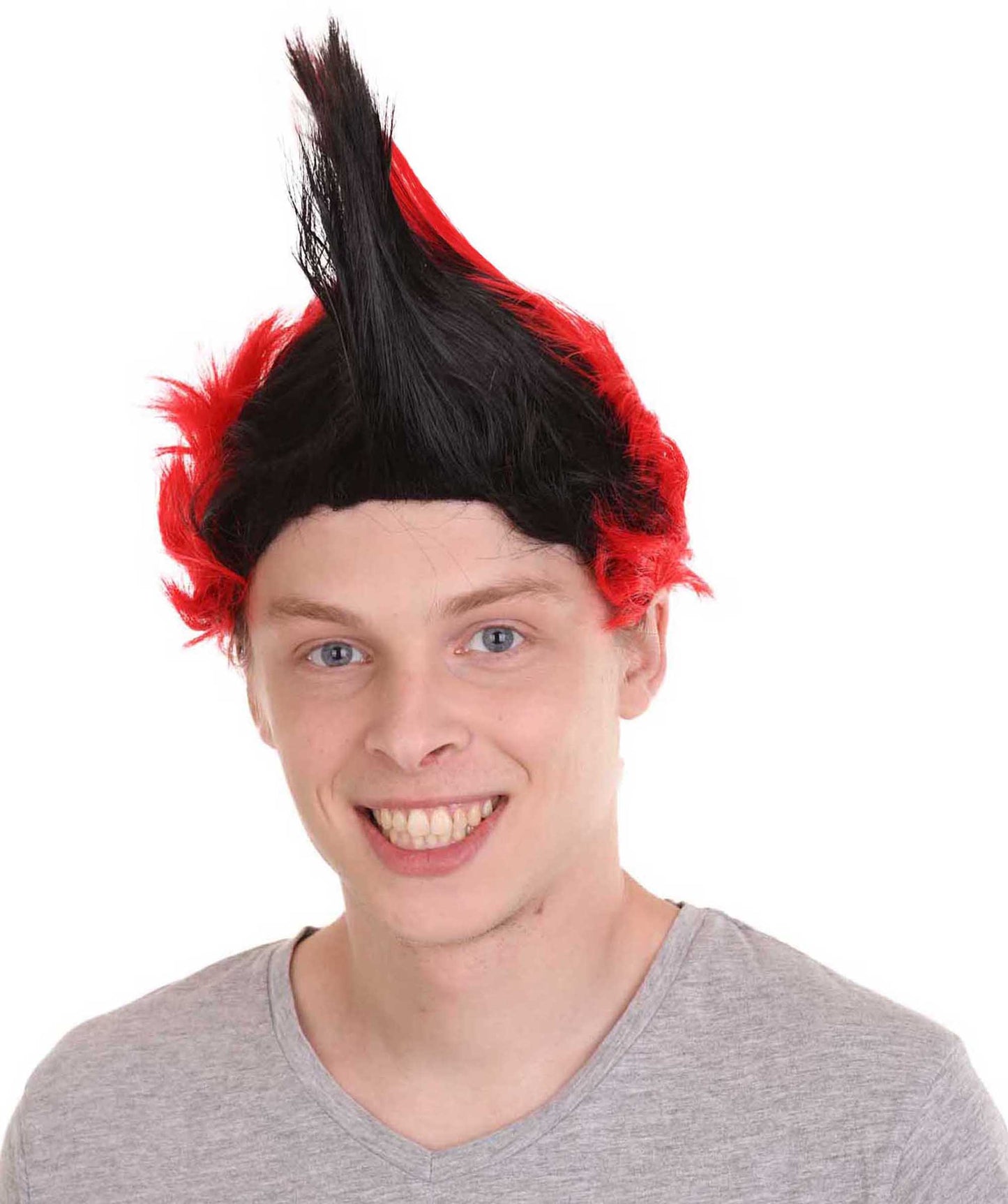 HPO Mohawk Wig | Red Black Yellow Color Halloween Wigs | Premium Breathable Capless Cap