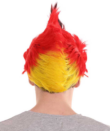 HPO Mohawk Wig | Red Black Yellow Color Halloween Wigs | Premium Breathable Capless Cap
