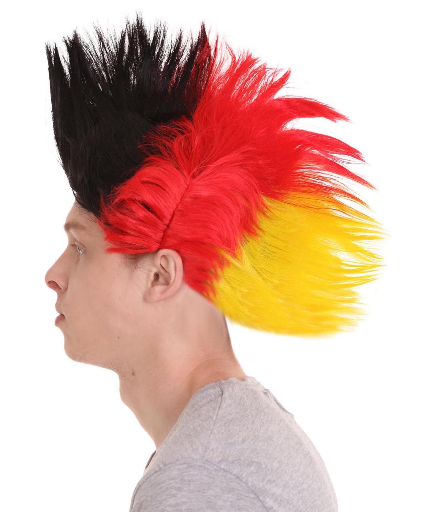 HPO Mohawk Wig | Red Black Yellow Color Halloween Wigs | Premium Breathable Capless Cap