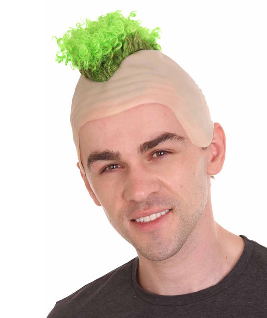 HPO Curly Mohawk Wig | Green Color Halloween Wigs With Cap