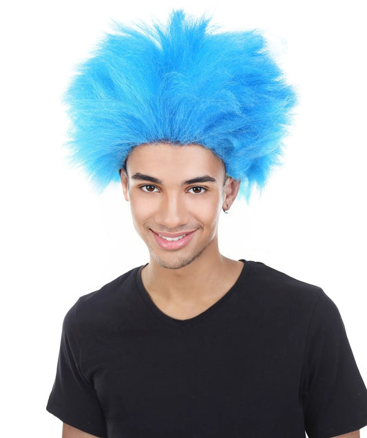 HPO Men Blue Wig Spiky Hair perfect for Halloween  | Premium Breathable Capless Cap