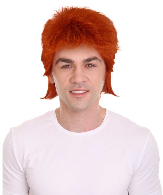 David Bowie Wig | Orange 80's Mullet Wig | Premium Breathable Capless Cap