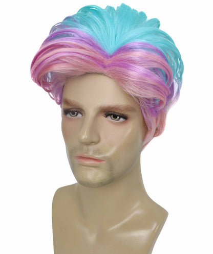 90's Rave Guy | Men's Short Gelled Middle Part | Halloween Wig | Multiple colors | Flame-Retardant Synthetic Fiber