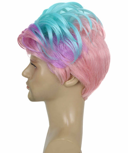 90's Rave Guy | Men's Short Gelled Middle Part | Halloween Wig | Multiple colors | Flame-Retardant Synthetic Fiber