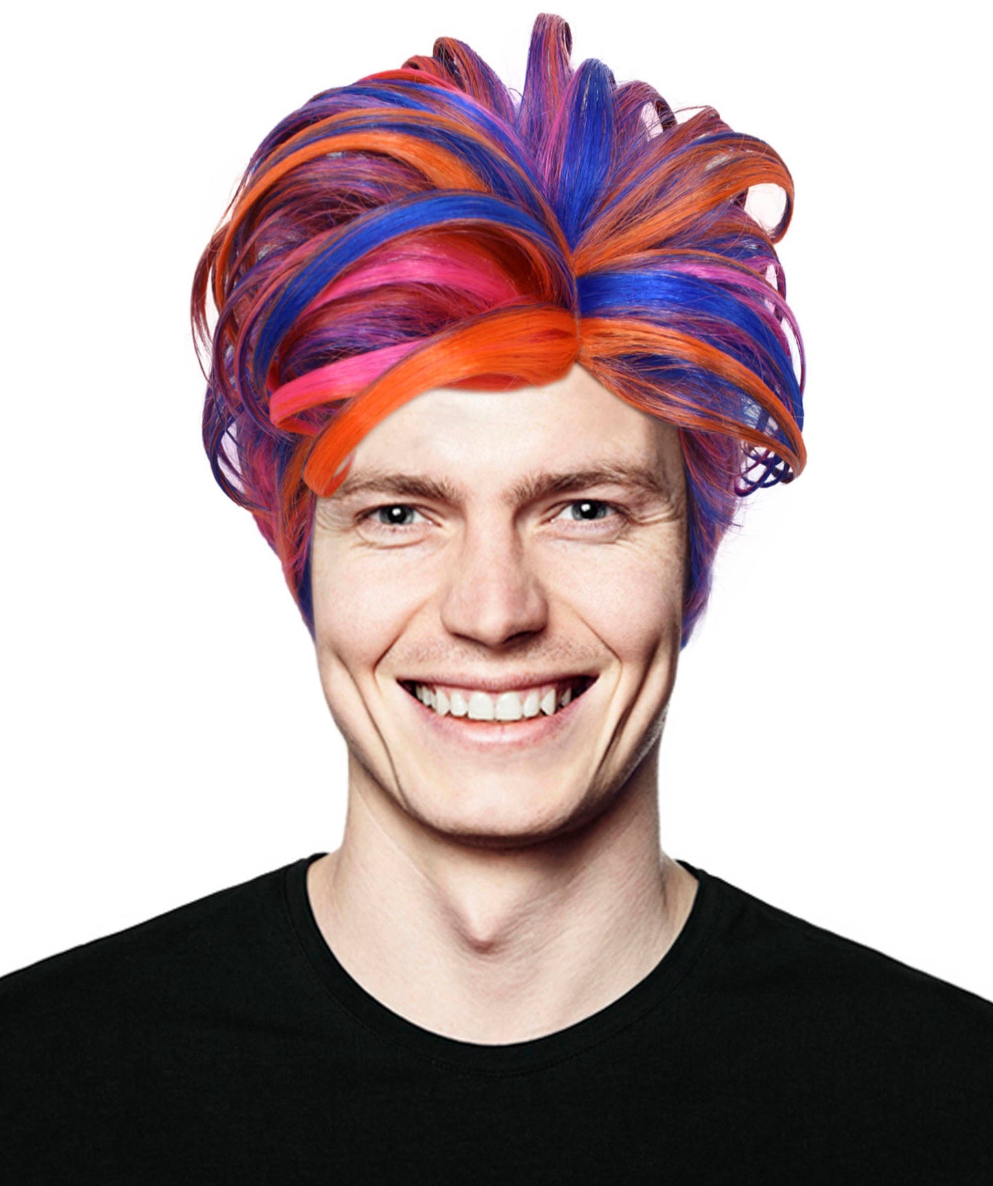 90's Rave Guy | Men's Short Gelled Middle Part | Halloween Wig | Multiple colors | Flame-Retardant Synthetic Fiber