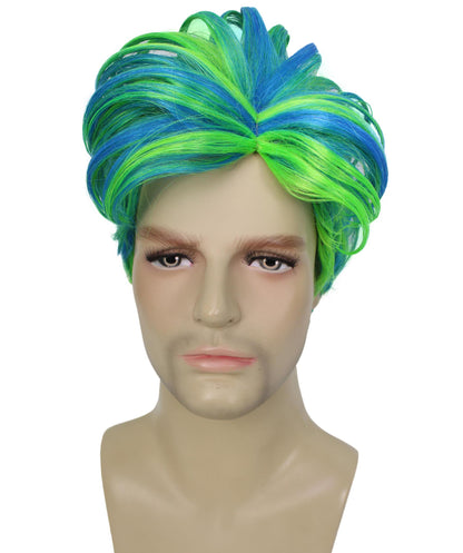 90's Rave Guy | Men's Short Gelled Middle Part | Halloween Wig | Multiple colors | Flame-Retardant Synthetic Fiber