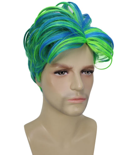 90's Rave Guy | Men's Short Gelled Middle Part | Halloween Wig | Multiple colors | Flame-Retardant Synthetic Fiber