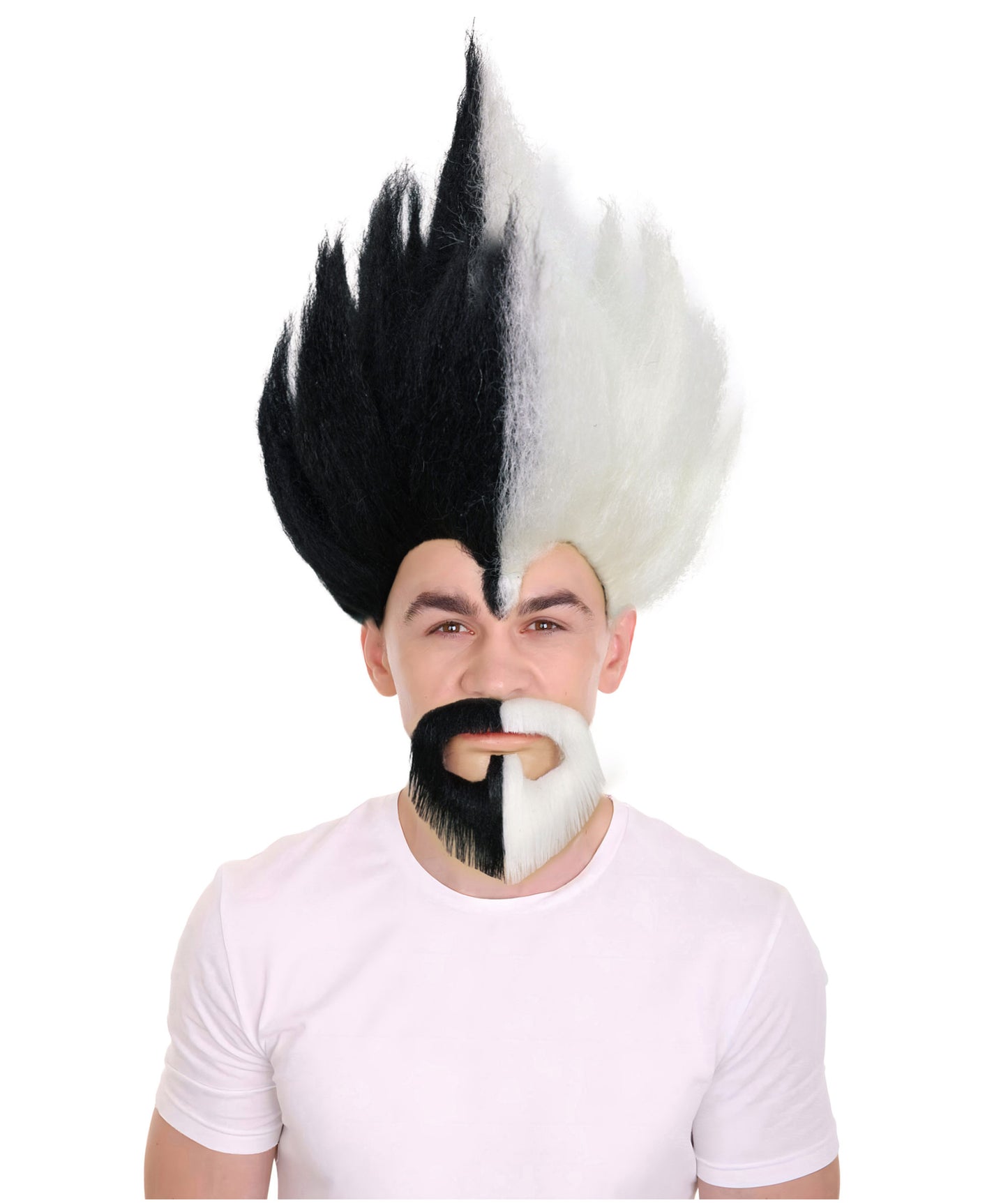 Anime Wig and Full Beard Set | Brown Spike TV/Movie Wigs | Premium Breathable Capless Cap